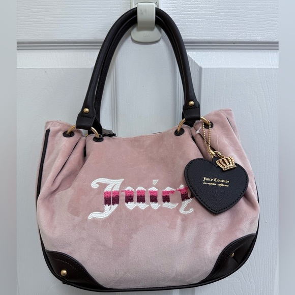 NWT Juicy Couture Retro Vibe Satchel - Dusty Blush/ Chocolate - Picture 1 of 4